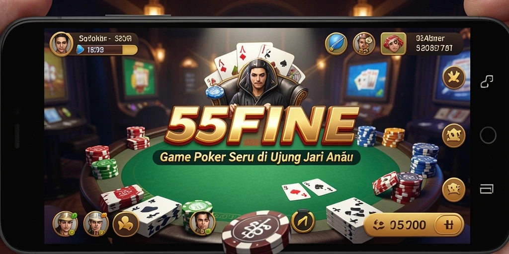 Tampilan gameplay Poker yang mendebarkan di 55FIVE.