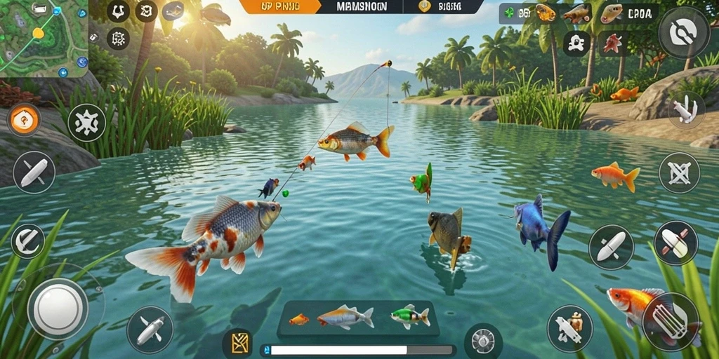Tampilan gameplay API36 yang memukau saat memancing.