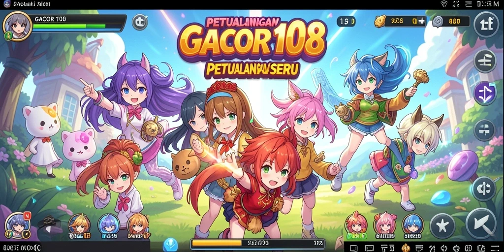Gameplay GACOR108 yang menarik dengan karakter anime yang penuh warna.