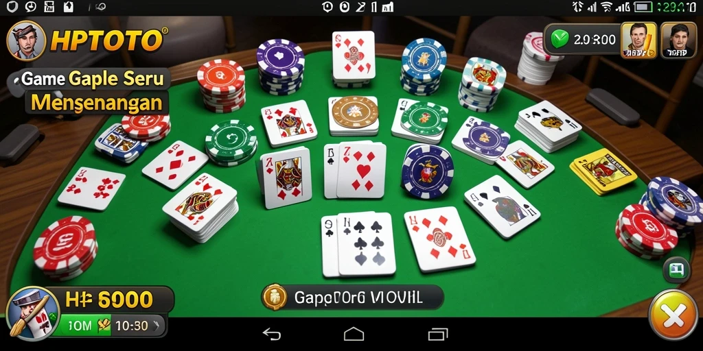 Tampilan gameplay seru HPTOTO saat bermain Gaple bersama teman.