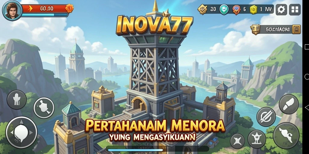 Screenshot gameplay INOVA77 menampilkan aksi mendebarkan dalam Tower Defense.