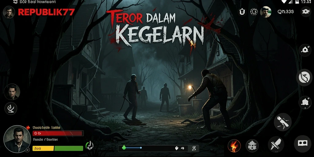 Screenshot gameplay REPUBLIK77 menunjukkan ketegangan mencekam di dunia Horror.