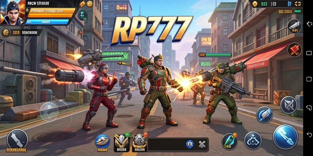 Screenshot RP777 menunjukkan pertempuran strategi yang intens dan mendebarkan.