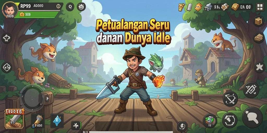 Screenshot utama RP99 menampilkan gameplay seru dan interaktif dalam genre Idle.