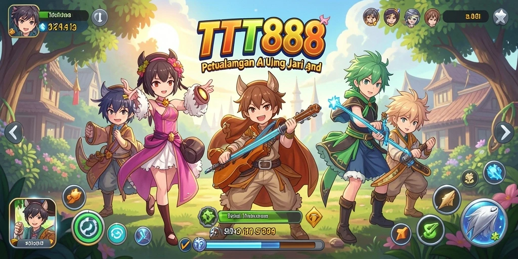 Screenshot TTT888 menampilkan aksi seru dengan karakter anime dalam pertempuran.